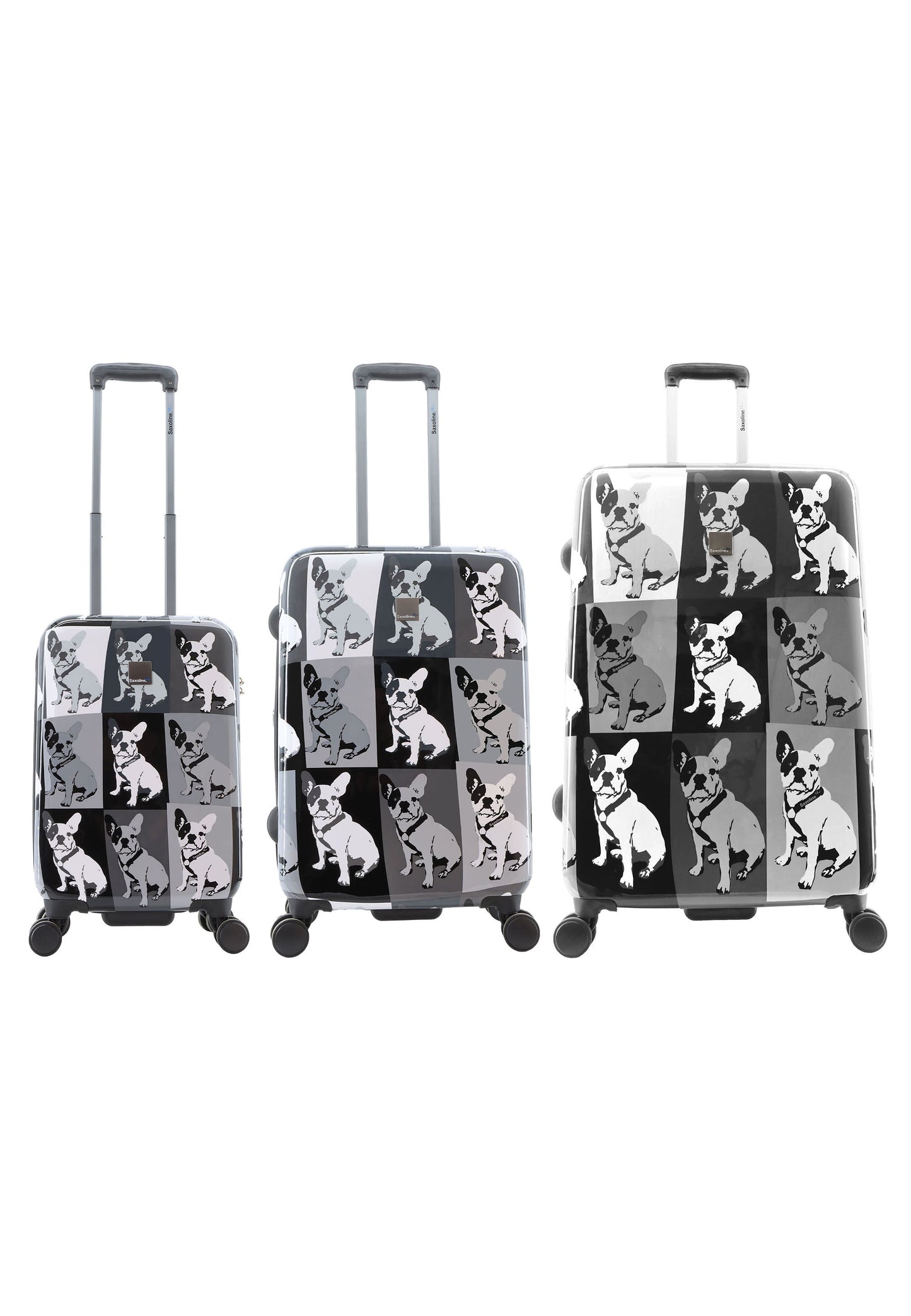 Saxoline Blue Bulldog Monochrome Hard Suitcase Set / Luggage Set / Trolley Set - 55/67/77 cm (S/M/L)