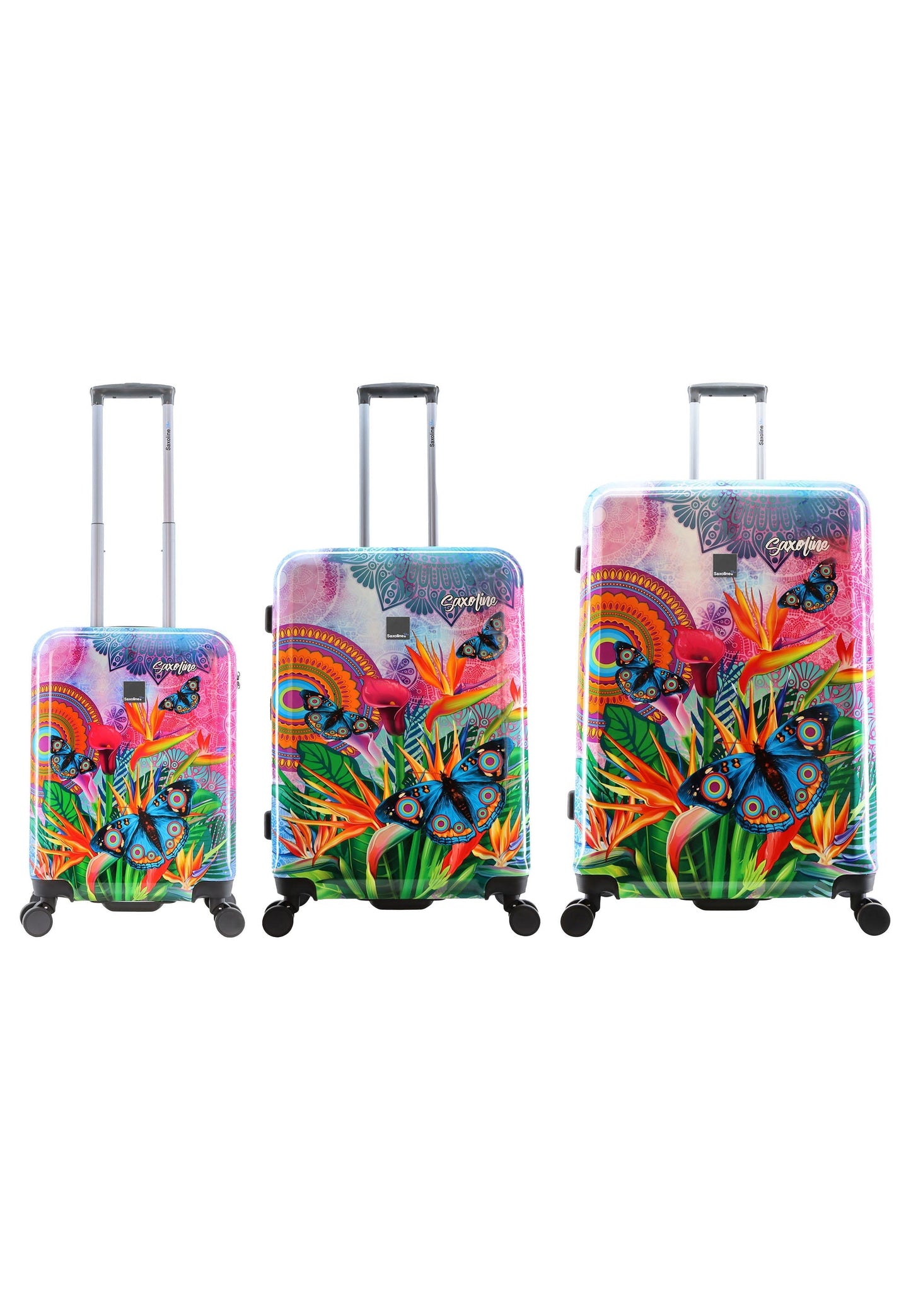 Saxoline Blue Butterfly Nature Hard Suitcase Set / Luggage Set / Trolley Set - 55/67/77 cm (S/M/L)