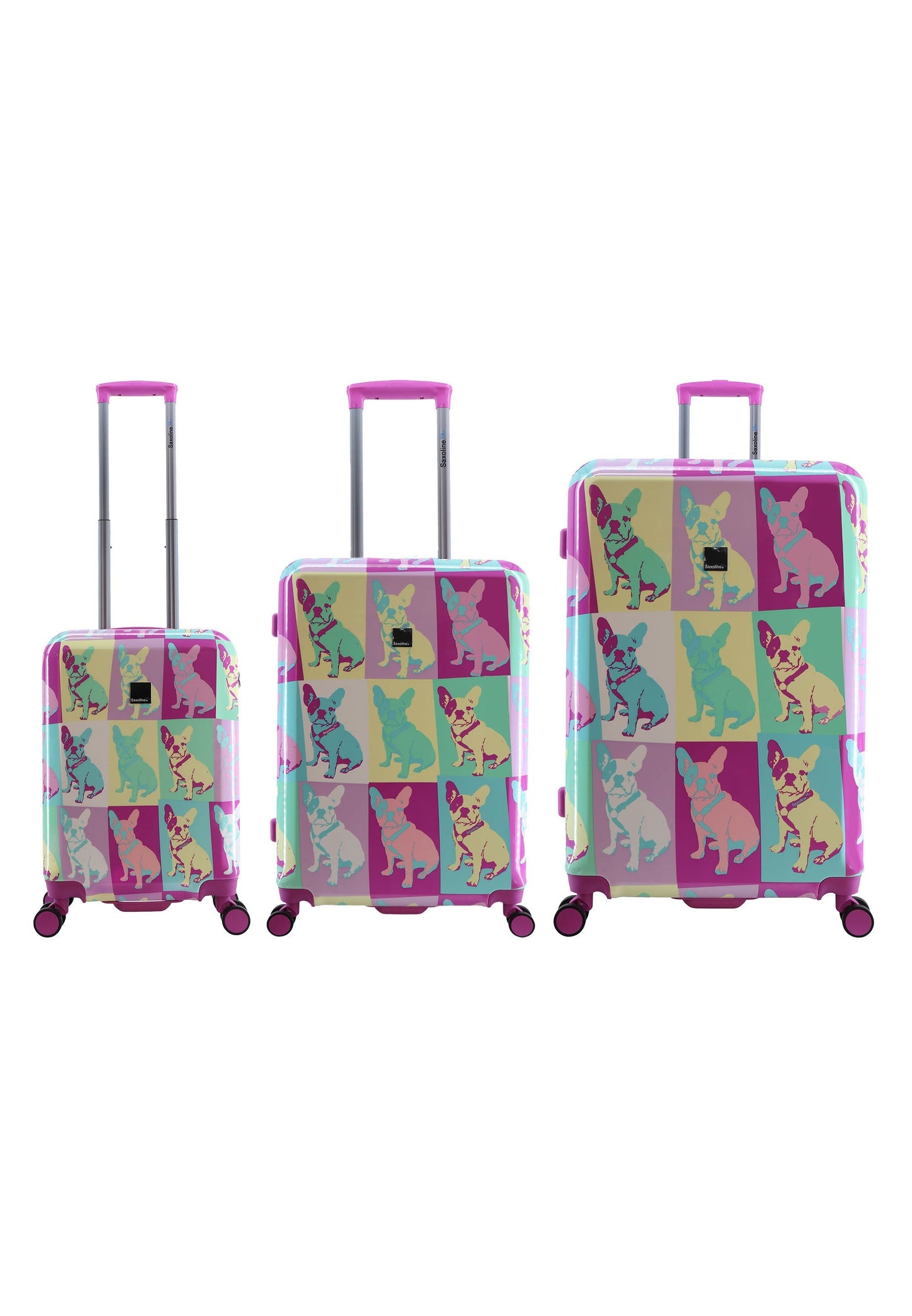 Saxoline Blue Bulldog Emotion Hard Suitcase Set / Luggage Set / Trolley Set - 55/67/77 cm (S/M/L)
