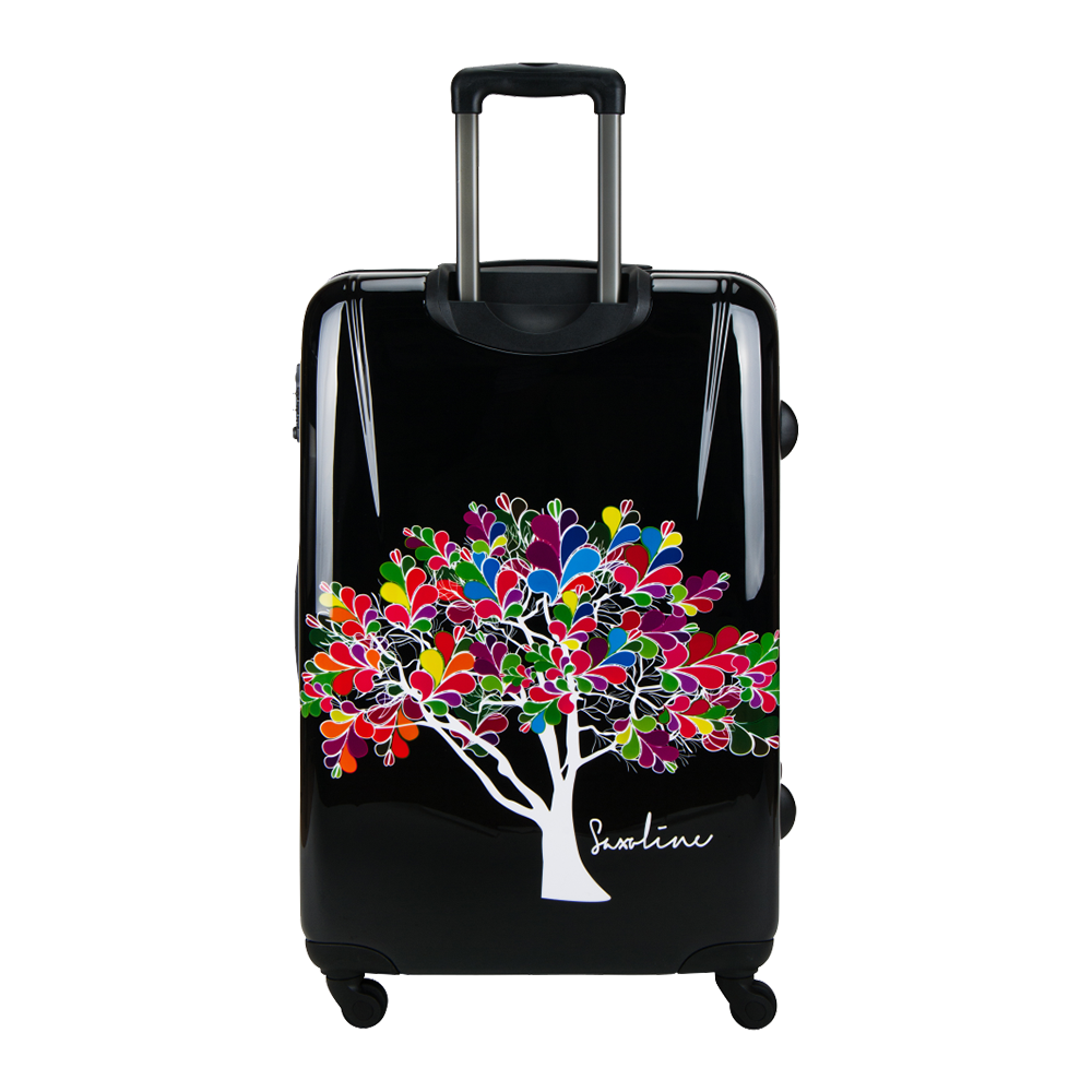 Hard luggage with colourful print of Saxoline blue