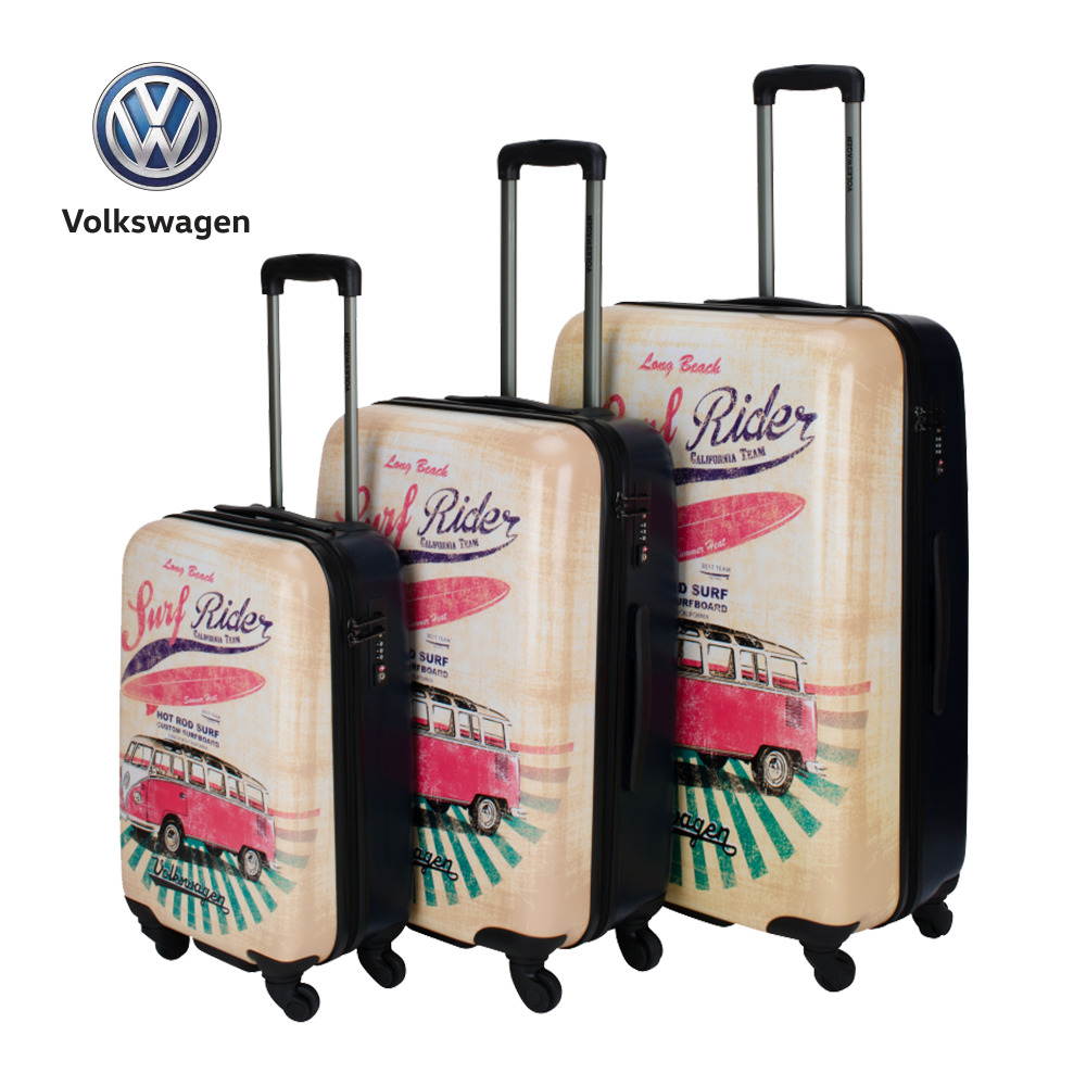 VW hard luggage with VW bus print