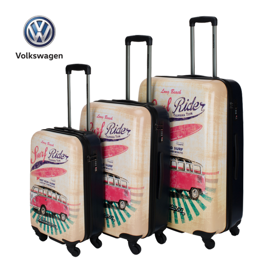 VW hard luggage with VW bus print