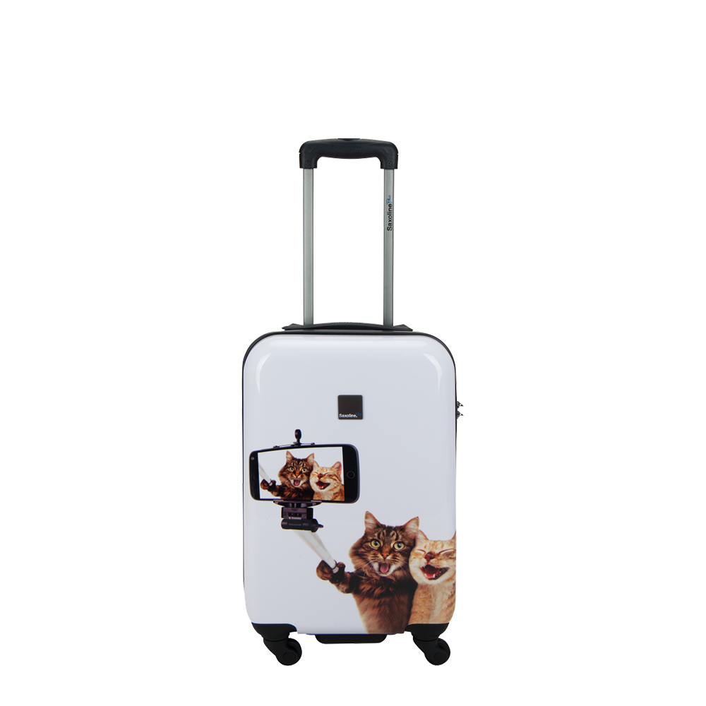 Saxoline Blue hard luggage small with Selfie print