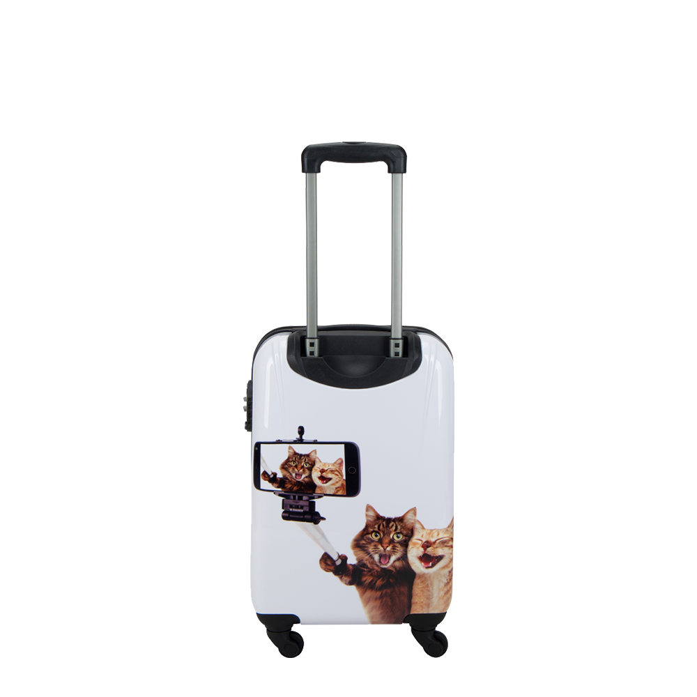 Funny selfie print on handluggage of Saxoline Blue | Hk