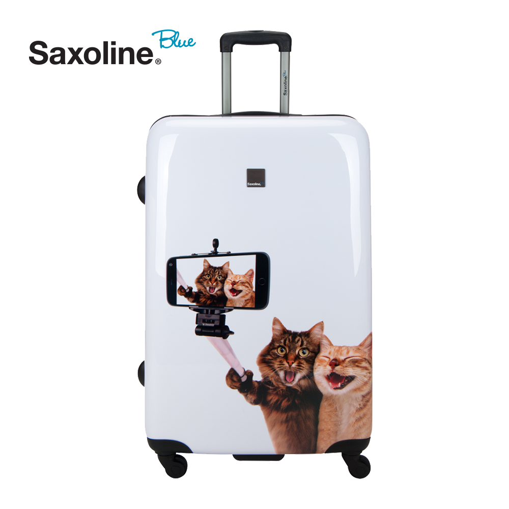 Saxoline blue hard case with selfie print | luggageandbagsstore