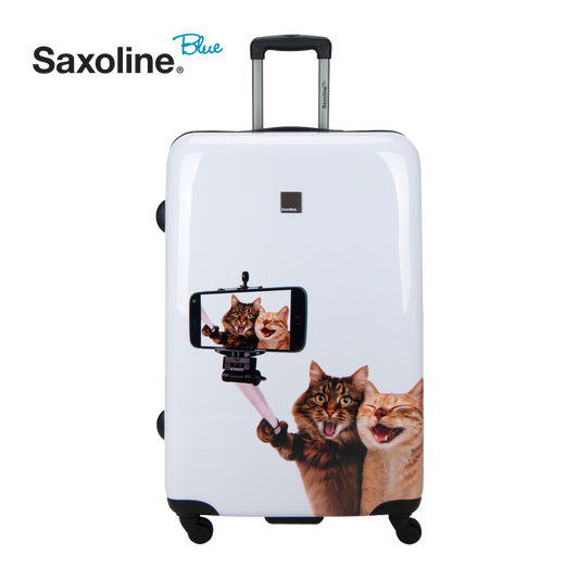 Saxoline blue hard case with selfie print | luggageandbagsstore