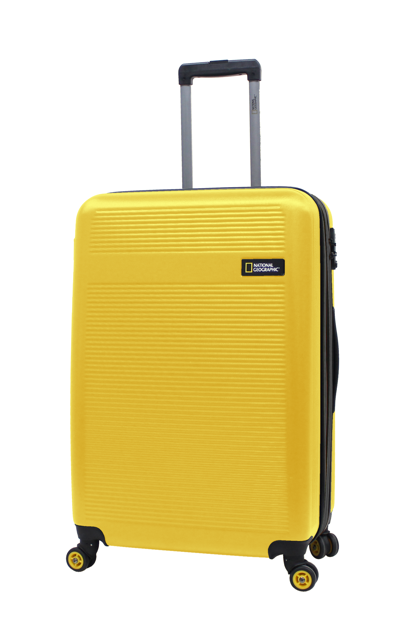 Yellow expandable Nat Geo hard luggage