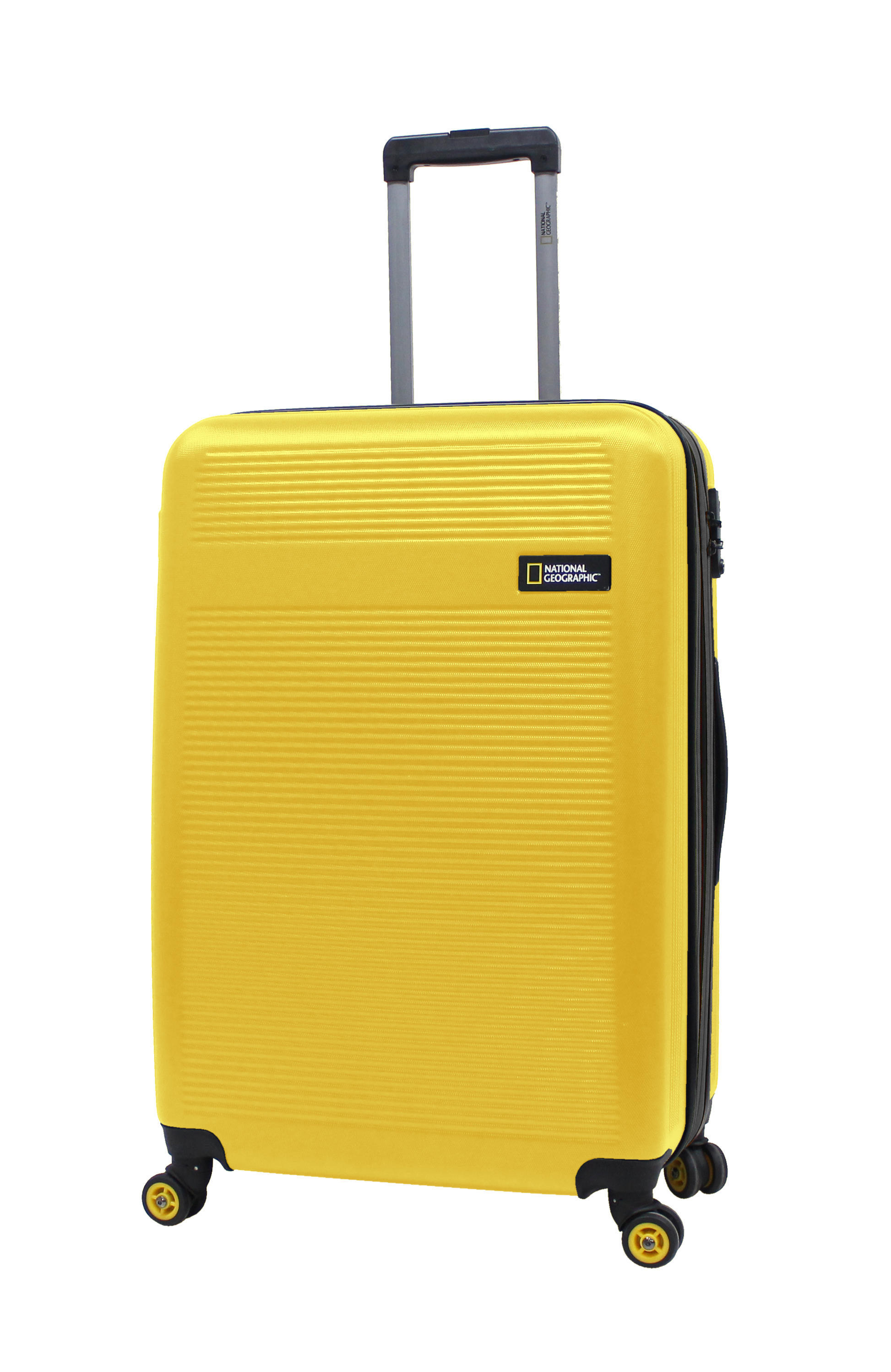 Yellow expandable Nat Geo hard luggage