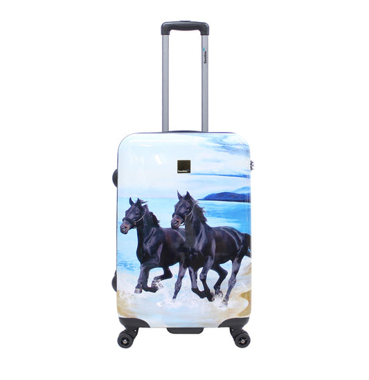 printed hard luggage with horses