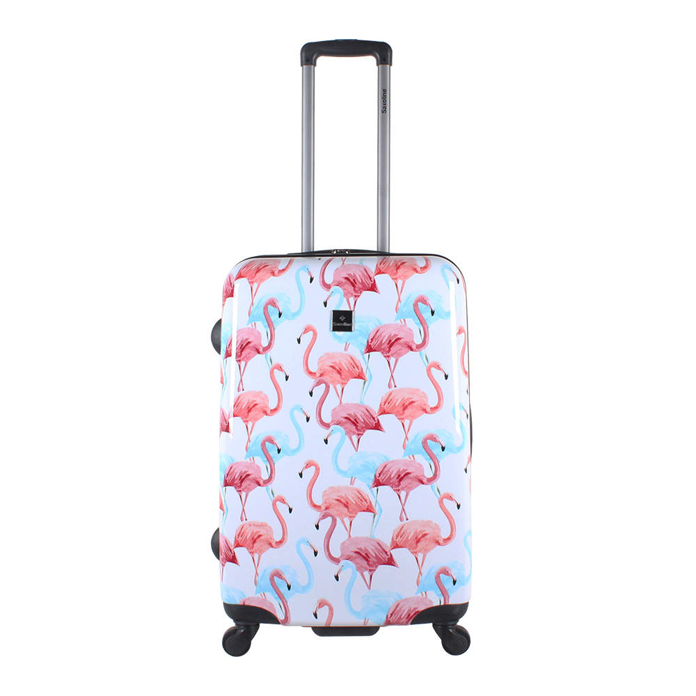 Printed hard luggage Saxoline with flamingo print | HK