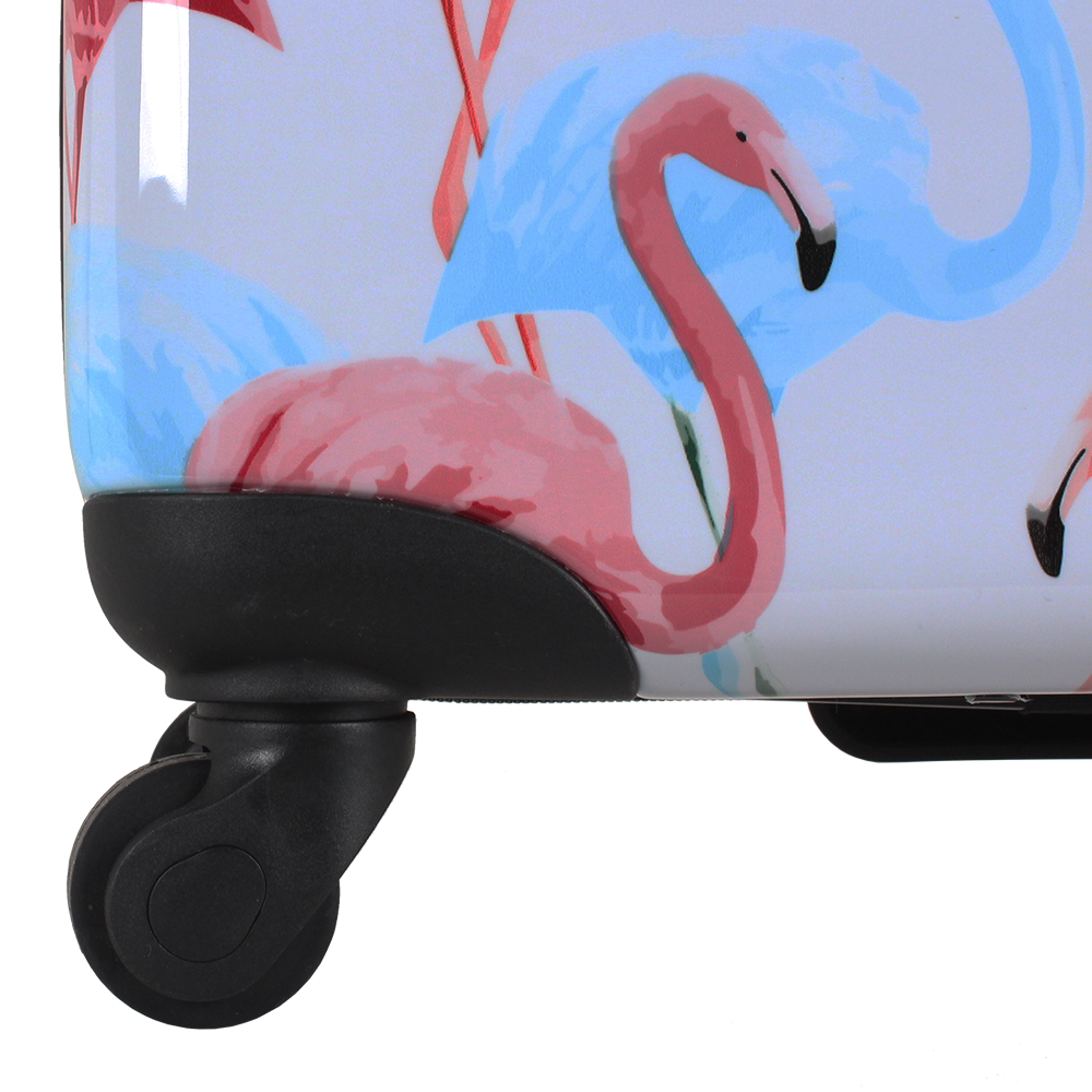 printed hard suitcases set Saxoline with flamingos