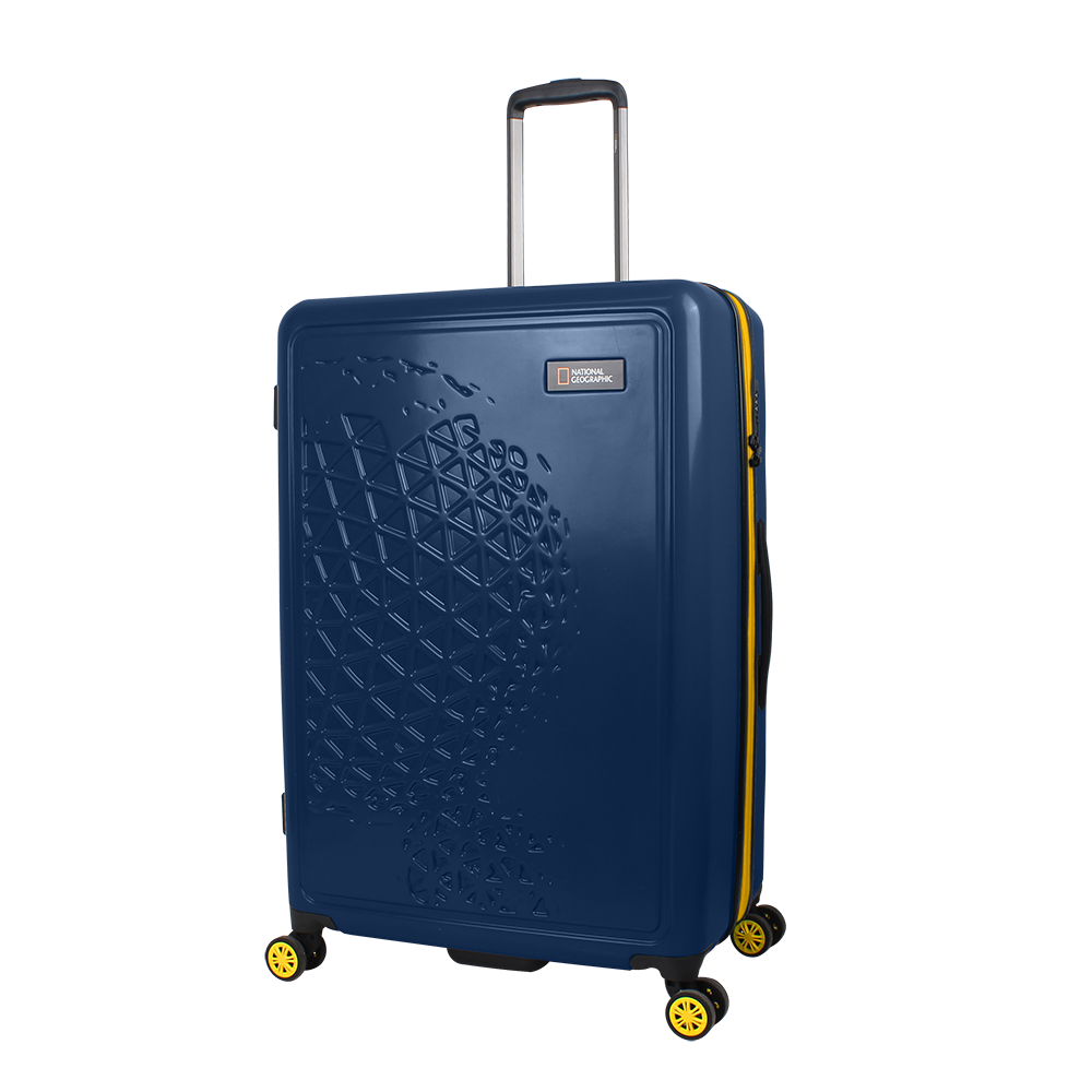 Blue Nat Geo ABS suitcase with 4 wheels