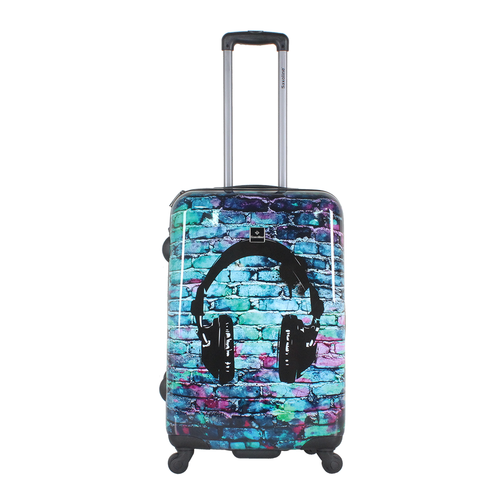 hard luggage  with headphone print Saxoline 