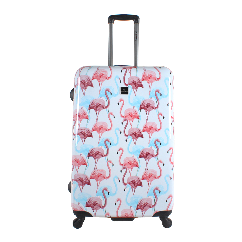 Printed hard luggage Saxoline with flamingo print | HK