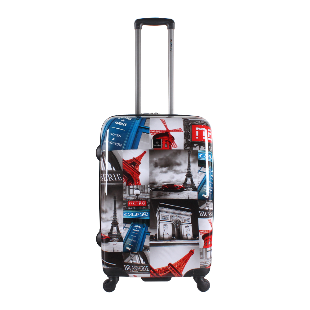 Medium size hard luggage with print Saxoline