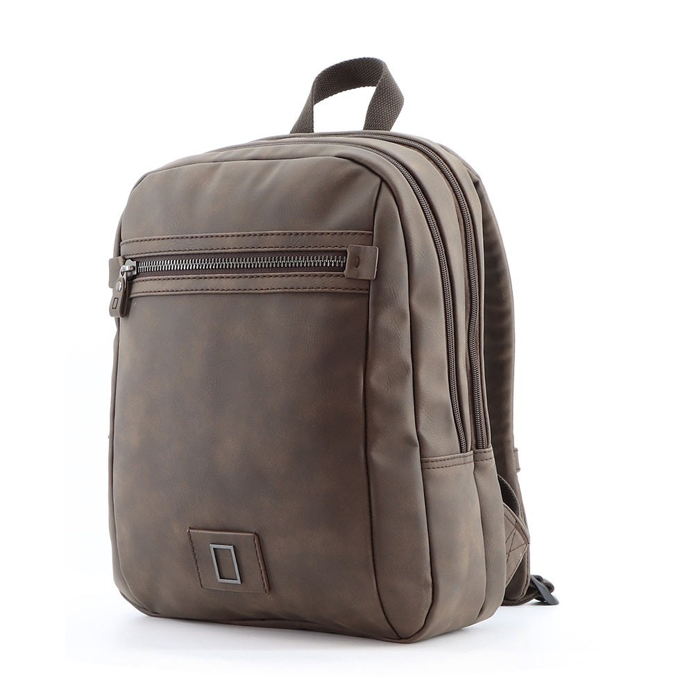 2 compartment PU leather backpack