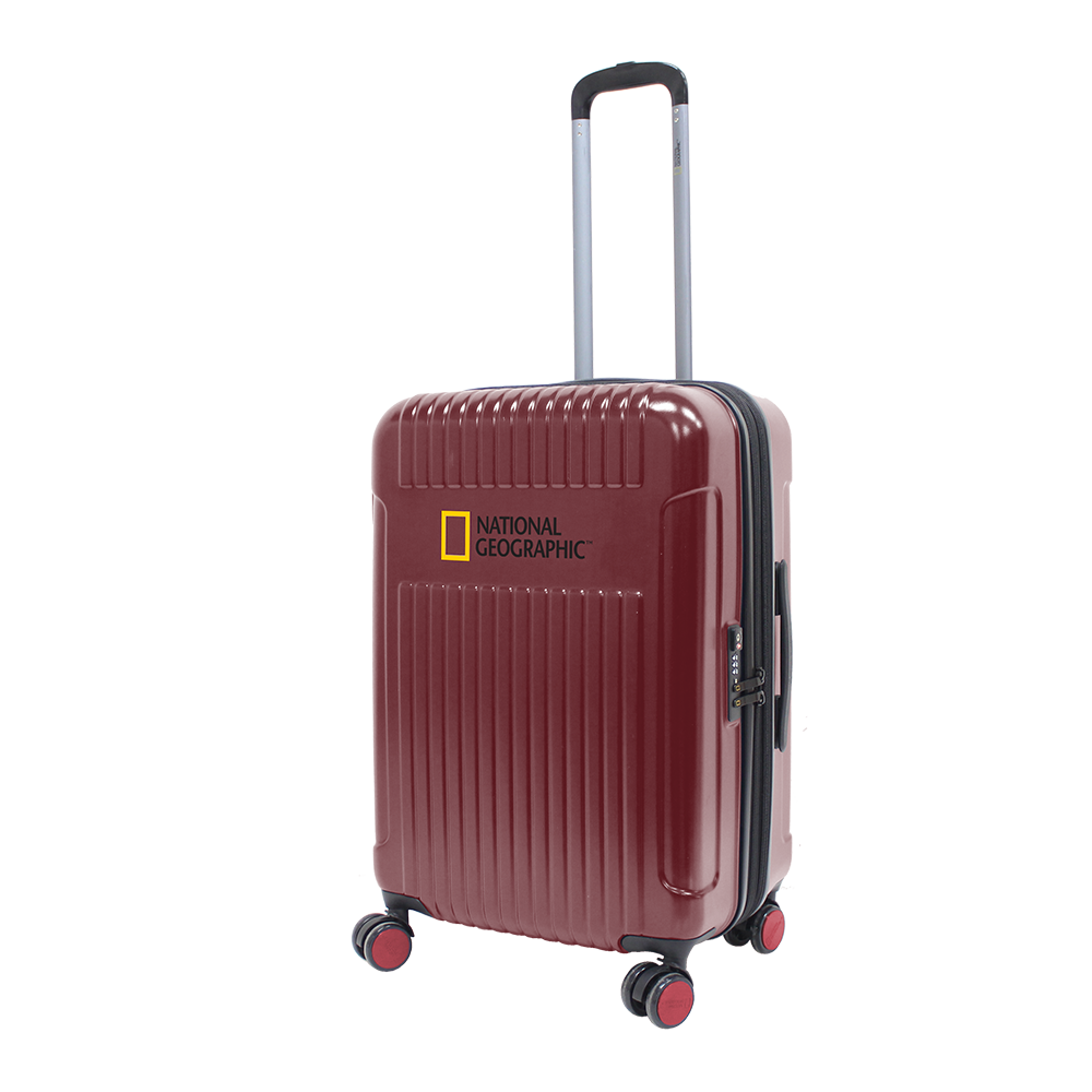 Red hard 4 wheels suitcase expandable