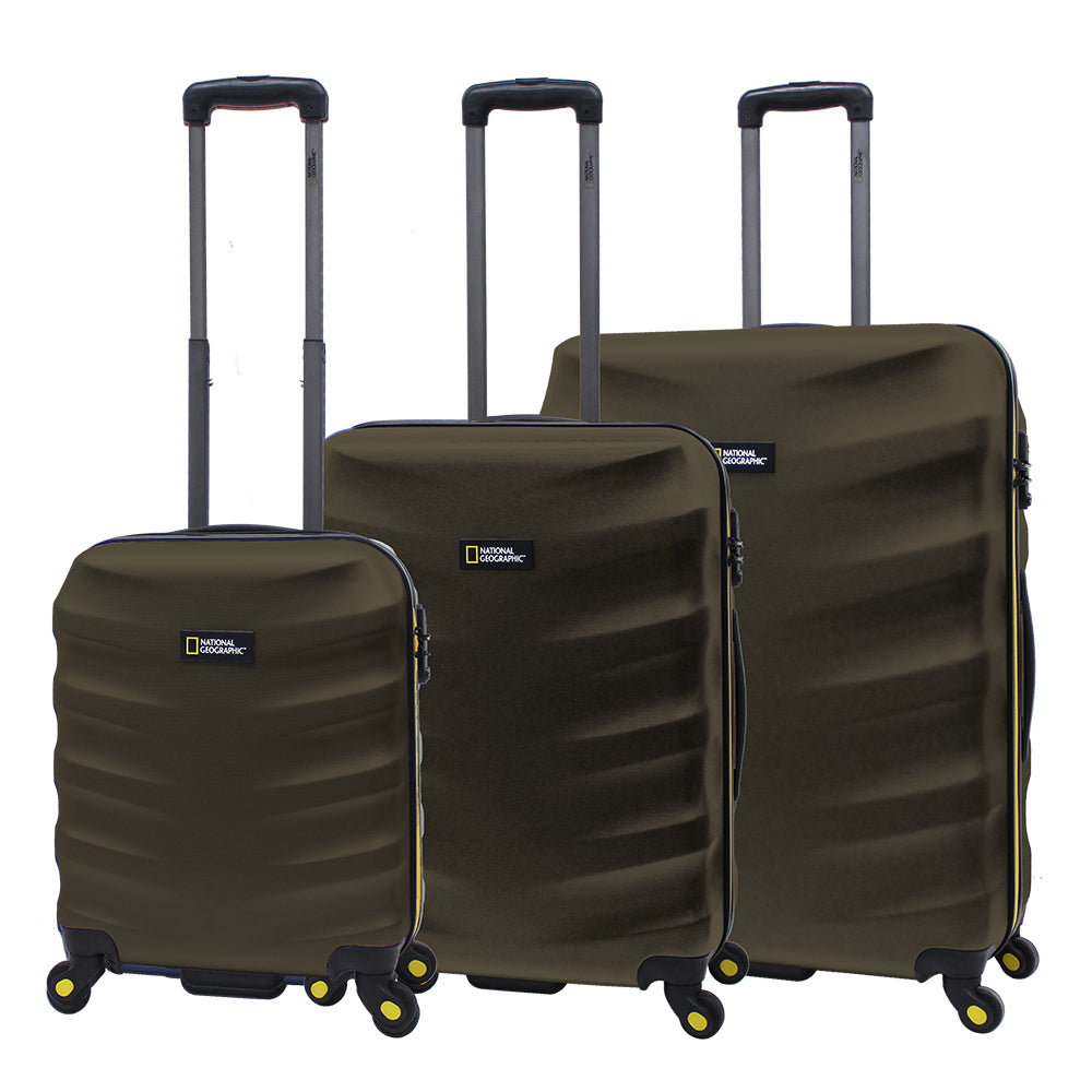 Khaki Nat Geo hard luggage 4 wheels