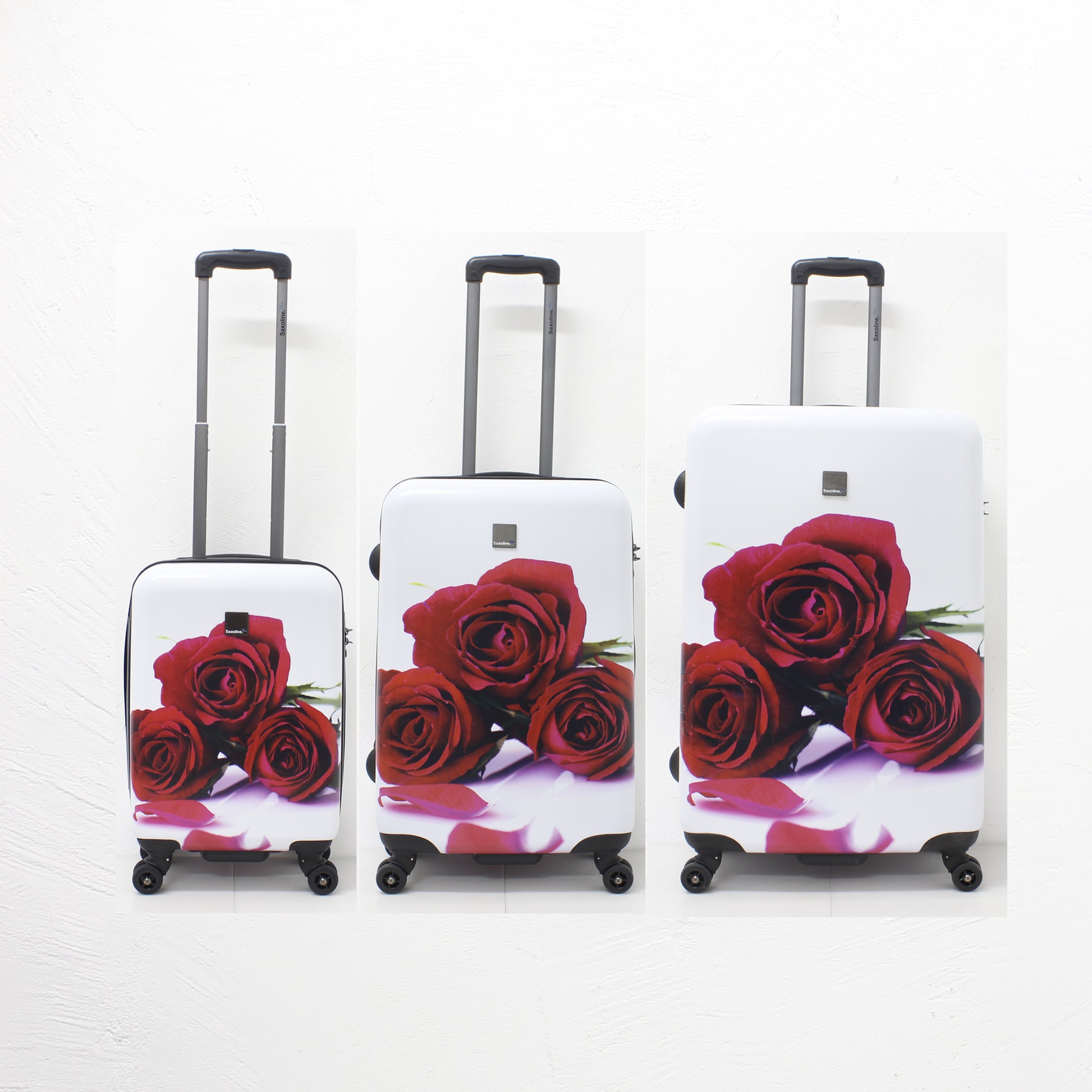 Saxoline luggage set with red roses print