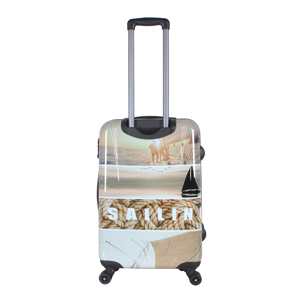 Printed hard luggage of Saxoline blue | luggageandbagsstore