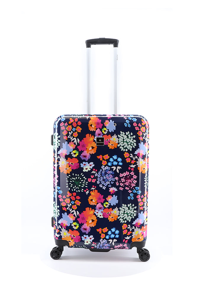 Hard luggage with flower print