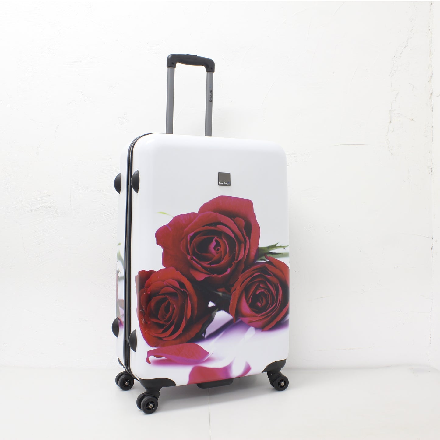 Saxoline hard suitcase with red roses print