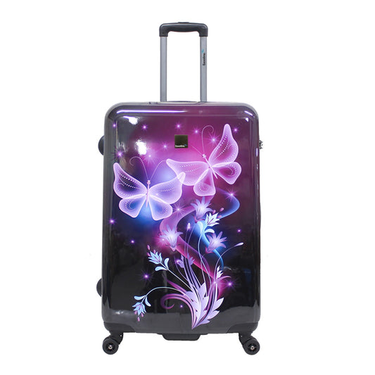 hard luggage with butterfly fun print